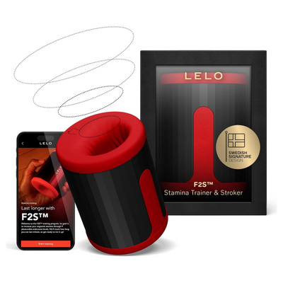 LELO F2S Stamina Trainer & Stroker with 14 Pleasure Settings, App and an AI Mode, Male Masturbator Sex Toy for Men, Male Sex Toy, Hands Free Masturbators, Penis Pump, Blowjob Adult Toys Vibrator, Red