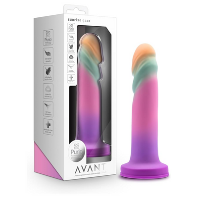 Blush Avant Sunrise Gaze Artisan 7.5 Inch Dildo – Hand Crafted with Purio® Liquid Silicone Wrapped in Satin Smooth UltraSilk® – Suction Cup Base & Harness Compatible - Sherbet