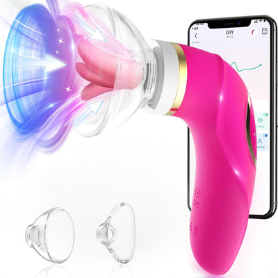 Sucking Vibrator Womens Sex Toys - Upgraded APP Adult Toys, 5 Tongue Licking Vibrators, 8 Auto & 1 Manual Suction Sex Toy, Nipples Anal Clitoral G Spot Vibrator Stimulator for Female Couples Sex Toys
