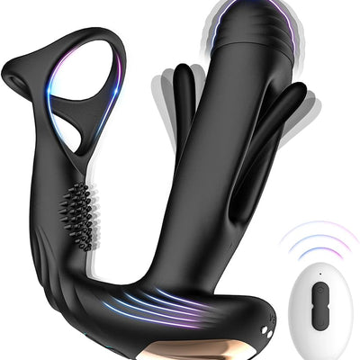 Prostate Massager Vibrator with 10 Flapping & Vibration Settings, Remote Control Anal Plug Anal Vibrator Sex Toys for Men, Anal Sex Toys Vibrators with Penis Ring Adult Toys, Sex Toy Adult Sex Toys