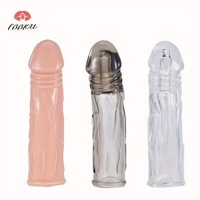1pcs Men's Flesh Color Or Crystal Adult Sex Toy Penis Cover Sleeve Penis Extender Reusable Delay Ejaculation Add More Fun And Excitement For Men Women Couples