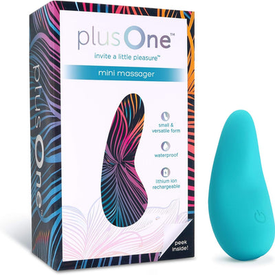 plusOne Mini Vibrator for Women - Made of Body-Safe Silicone, Fully Waterproof, USB Rechargeable - Personal Massager with 10 Vibration Settings, Teal