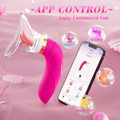 Sucking Vibrator Womens Sex Toys - Upgraded APP Adult Toys, 5 Tongue Licking Vibrators, 8 Auto & 1 Manual Suction Sex Toy, Nipples Anal Clitoral G Spot Vibrator Stimulator for Female Couples Sex Toys