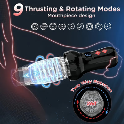 Ultimate Male Masturbator Sex Toy, Automatic 9 Thrusting & Rotating Modes, TPE Material, USB Powered, Hand Washable, Solid Color Design, Adult Pleasure Machine for Men