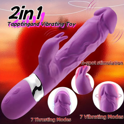 Realistic Rabbit Silicone Vibrator with 10 Powerful Vibration Modes - G-spot Stimulation, Clitoral Massager, Rechargeable - Adult Toy for Couples