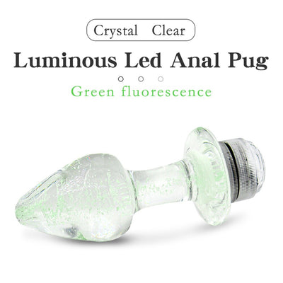คริสตัล Anal Plug Vibrator Luminous Glass ปลั๊กไฟ LED รีโมทคอนโทรล Dildo ช่องคลอด Anal ของเล่นนวด Buttplugs