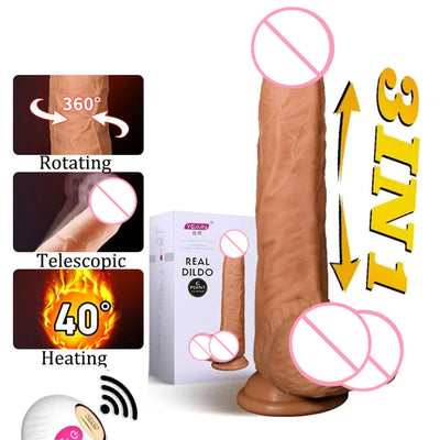 Automatic Telescopic Dildo Vibrator Female Masturbation Rotation Stimulation Big Fake Dick Thrusting Penis Sex Toys For Women