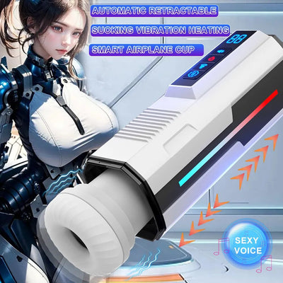 Automatic Telescopic Male Masturbator Cup Sucking Vibrating Masturbation Machine Vagina Pusssy Blowjob Adult Sex Toys for Men