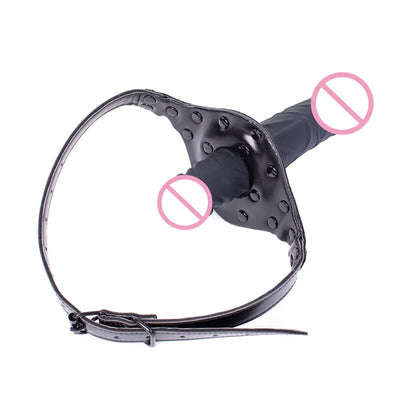 BDSM Sex Slave ปาก Gags คู่หัว Bondage Restraints จริง Dildo เปิดปาก Gag Ball คู่ช่องปากเพศของเล่นสำหรับผู้หญิงผู้ชาย