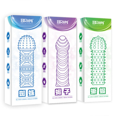 Crystal Ribbed Spikes Dick Extender Penis Enlargement Sleeve Condoms Adult Toys Resuable Condoms G Spot Stimulation Penis Sleeve