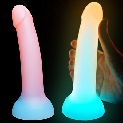 ขนาดใหญ่ส่องสว่าง Dildo Anal เซ็กซ์ทอย Butt Plug สำหรับผู้หญิงคู่ซิลิโคนเรืองแสงอวัยวะเพศชายดูดถ้วยผู้ใหญ่เร้าอารมณ์ผลิตภัณฑ์