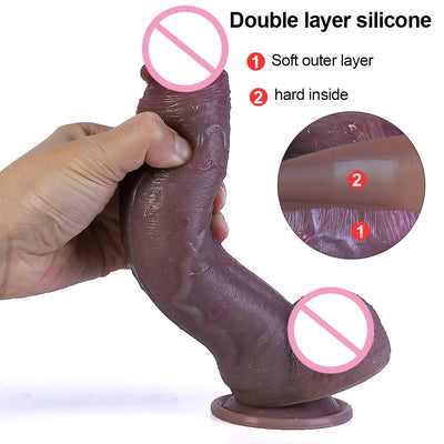 ผิวสีดำจริง Dildo นุ่มเซ็กซี่ขนาดใหญ่อวัยวะเพศชายที่สมจริง Cock หญิง Masturbator G-Spot Anal Sex ของเล่นสายรัดขนาดใหญ่ Dick สำหรับสตรี