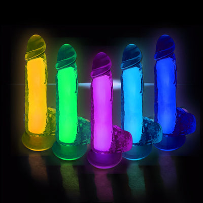 เลสเบี้ยน Dildo ดูดถ้วยสมจริง Penis สำหรับผู้หญิงช่องคลอด Clitoris Stimulator หญิง Masturbator Noctilucent เซ็กซ์ทอย