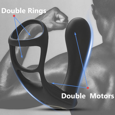 Dual Vibrator Butt Plug ชาย Prostate Massager กับแหวน Cock Anal เซ็กซ์ทอยสำหรับ Man Rechargeable ผู้ใหญ่คู่ Eroitc ผลิตภัณฑ์