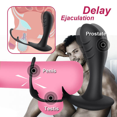 ชายนวดต่อมลูกหมาก Vibrator Anal Butt Plug แหวนคู่ไร้สาย Vbrators Delay Ejaculation เซ็กซ์ทอยสำหรับเกย์