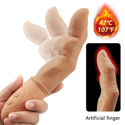 ที่มีประสิทธิภาพ Finger Vibrator สำหรับผู้หญิง G Spot กระตุ้นช่องคลอดเครื่องนวดความร้อนซิลิโคนนิ้วมือ Dildo Masturbator ของเล่นสำหรับผู้ใหญ่