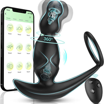 Gelugee App Anal Plug Vibrator เซ็กซ์ทอยสำหรับชาย Prostate Massager 360องศากระตุ้นชาย Buttplug ด้วยแหวน Cock
