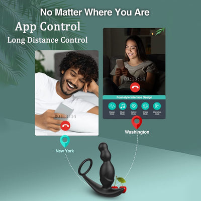 Gelugee App Anal Plug Vibrator เซ็กซ์ทอยสำหรับชาย Prostate Massager 360องศากระตุ้นชาย Buttplug ด้วยแหวน Cock