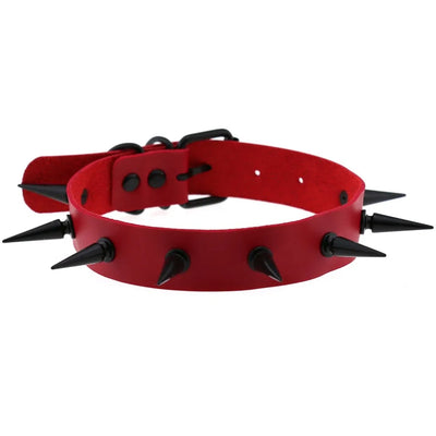 BDSM Punk Black Metal Tassel Red Choker Necklace Sexy Spiked Neck Strap Clavicle Collar Men Necklaces Halloween Women