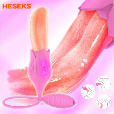 ที่สมจริงลิ้นเลีย Vibrator ไข่สั่น G-Spot Clitoris ช่องคลอดหัวนม Stimulator หญิง Masturbator