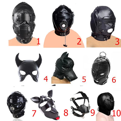 SM Leather Padded Hood Blindfold,Head Harness Mask Gag, BDSM Bondage ,Sex Toys For Couples Accessories