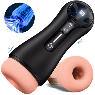 Adult Sex Toys for 18 Men with 4 Sucking 9 Vibration Modes LED Display Pocket Pussy Realistic Vagina