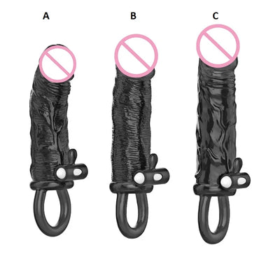Man Penis Extender Dildo Sex Toys Condones  Realistic Condoms for Men Penis Vibrator Sleeve Reusable Vibe Condoms Extend