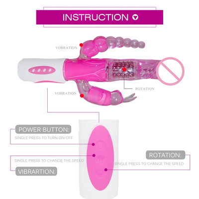 Masturbator Anal Plug Rabbit Vibrator for Women Vagina G-Spot Clitoris Stimulator Rotating Powerful Dildo Massage Adult Sex Toy