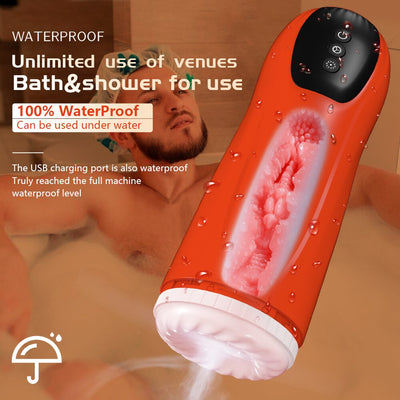 ไฟฟ้า Masturbator อัตโนมัติที่มีประสิทธิภาพ Sucks Telescopic ความร้อนช่องคลอดอมควย Moaning Masturbation ถ้วยเซ็กซ์ทอยสำหรับชาย