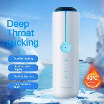 ถ้วยสำเร็จความใคร่ของผู้ชายอัตโนมัติอัจฉริยะเครื่องดูดอัตโนมัติจอแสดงผล LCD ความร้อนคู่ช่องคลอด masturbator เซ็กซ์ทอย