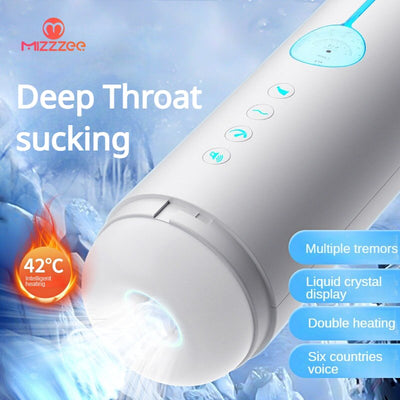 ถ้วยสำเร็จความใคร่ของผู้ชายอัตโนมัติอัจฉริยะเครื่องดูดอัตโนมัติจอแสดงผล LCD ความร้อนคู่ช่องคลอด masturbator เซ็กซ์ทอย