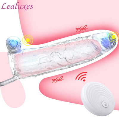 Penis Vibrator Extender Sleeve Delay Ejaculation Reusable ถุงยางอนามัยขยาย Cock แหวนของเล่นสำหรับผู้ใหญ่สำหรับผู้ใหญ่ Dick Enlarger