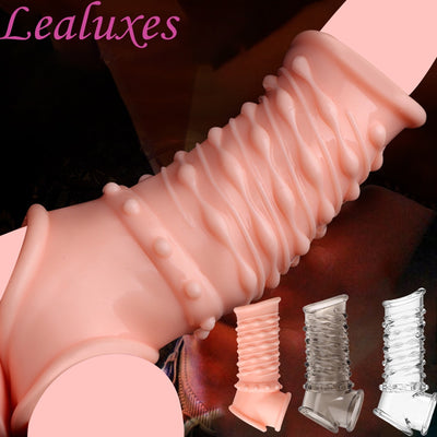 Reusable Penis Sleeve Soft Glans Penis Enlarger Extender Delay Ejaculation Cock แหวนแขนของเล่นสำหรับผู้ใหญ่สำหรับผู้ใหญ่สินค้าเร้าอารมณ์