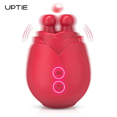 Rose Toy Vibrator for Women with Wiggling Tongue Licking 10 Modes Nipple Clitoris Stimulator Sex Toys Goods for Adults Female