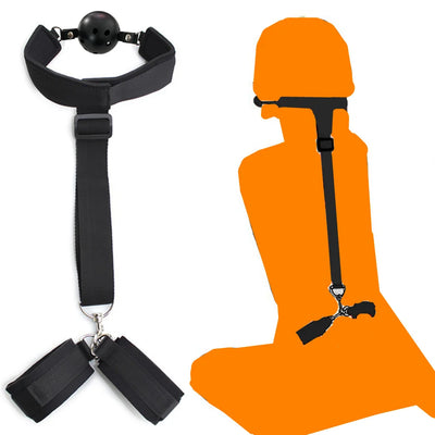 Erotic HandCuffs Mouth Gag BDSM Bondage Restraints Sex Toys for Couples Open Mouth Ball Backhand Cuffs Tied Up Adult Game