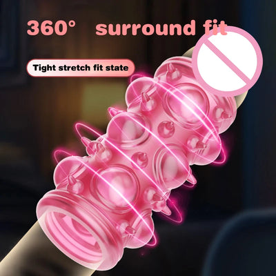 1Pc  Penis Ring Extension Sleeve Massager for Men Stronger Erection Delay Ejaculation Adult Sex Toy Cock Rings