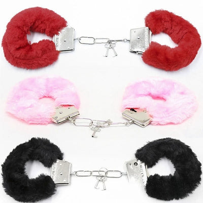Fuzzy Plush Handcuffs  Soft Bondage Restraints for Couples Play  Adjustable  Comfortable