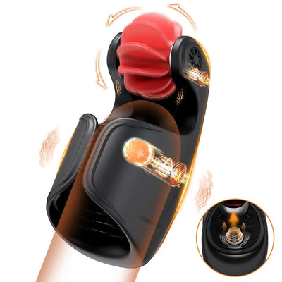 Male Rotating Licking Penis Trainer  Full Intelligent Men Tapping Lasting Glans  Exerciser Delay Endurance Vibrator Toys