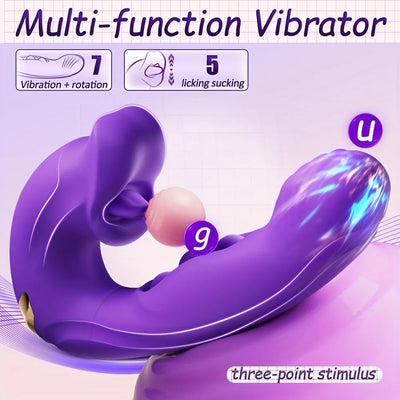 3 in 1 Realistic Lips Clitoris Vibrator for Woman G Spot Sex Toy with 10 Flapping Vibrating and Licking Tongue Modes Masturbator
