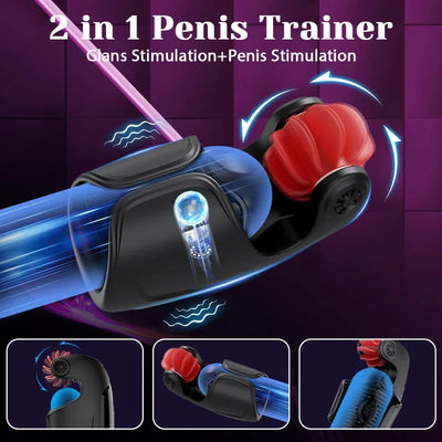 Male Rotating Licking Penis Trainer  Full Intelligent Men Tapping Lasting Glans  Exerciser Delay Endurance Vibrator Toys