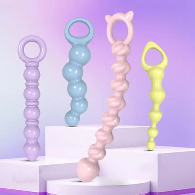 Anal Beads with Finger Ring – Graduated Ball Plug for Women & Men Prostate Massage
