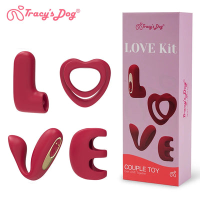 Tracy's Dog Love Vibrator Kit Removable Vibrating Bullet with 4 Silicone Attachments Remote Adult Sex Toys for Women & Partners