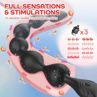 14.4 Inch Ultra-Soft Liquid Silicone Vibrating Anal Beads Butt Plug Prostate Massager Anal Sex Toys for Men Couples 18+