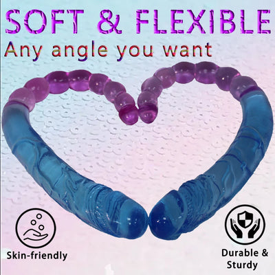 Two sizes of long double-headed dildos, double-sided crystal dildos, for anal and G-spot stimulation, unisex