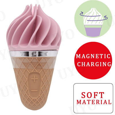 เยอรมนี Satisfyer Sweet Treat Ice Cream Cone Vibrator เพศของเล่นสำหรับหญิงนุ่มซิลิกาเจล Clitoris Stimulator UYO Mini ผู้ใหญ่ของเล่น