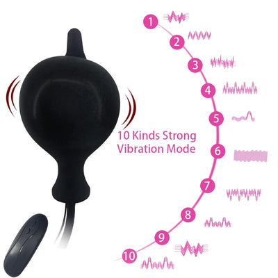 ปลั๊กก้นสั่นแบบปั๊มลม Inflatable Anal Vibrator ขยายได้ 10cm พร้อมรีโมท 10 Speeds