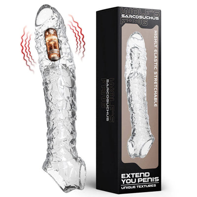 Vibrator for Men Penis Enlargement Sleeve Cover Case Cock Header Enlargement Extension Enhancement Men Sex Toy Silicone Condom