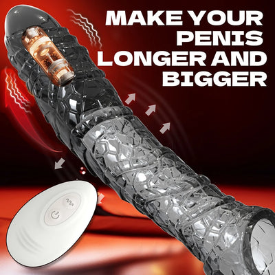 Vibrator for Men Penis Enlargement Sleeve Cover Case Cock Header Enlargement Extension Enhancement Men Sex Toy Silicone Condom