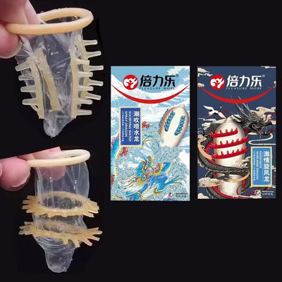 Dragon Orgasm 3D Spike Dotted Condoms For Men 360° Vagina Massage Stimulation Delayed Ejaculation Penis Sleeve Condom Sex Toys