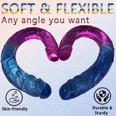 Two sizes of long double-headed dildos, double-sided crystal dildos, for anal and G-spot stimulation, unisex
